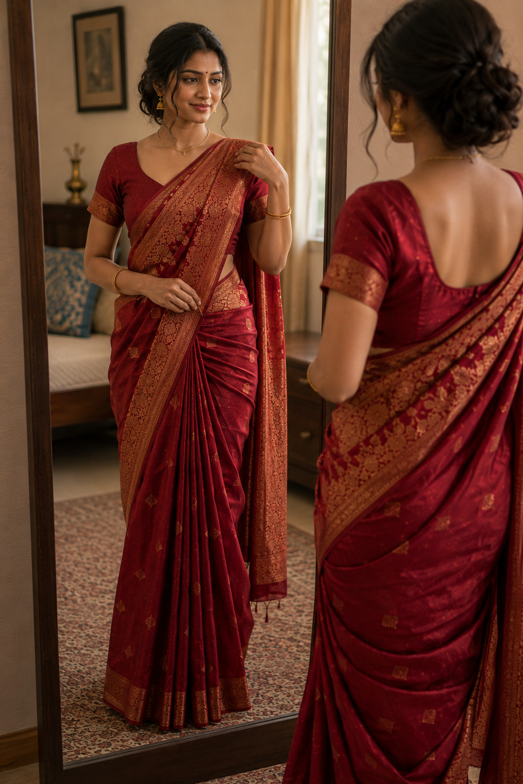 Styling a Banarasi Saree in classic Nivi drape: A Step-by-Step Guide