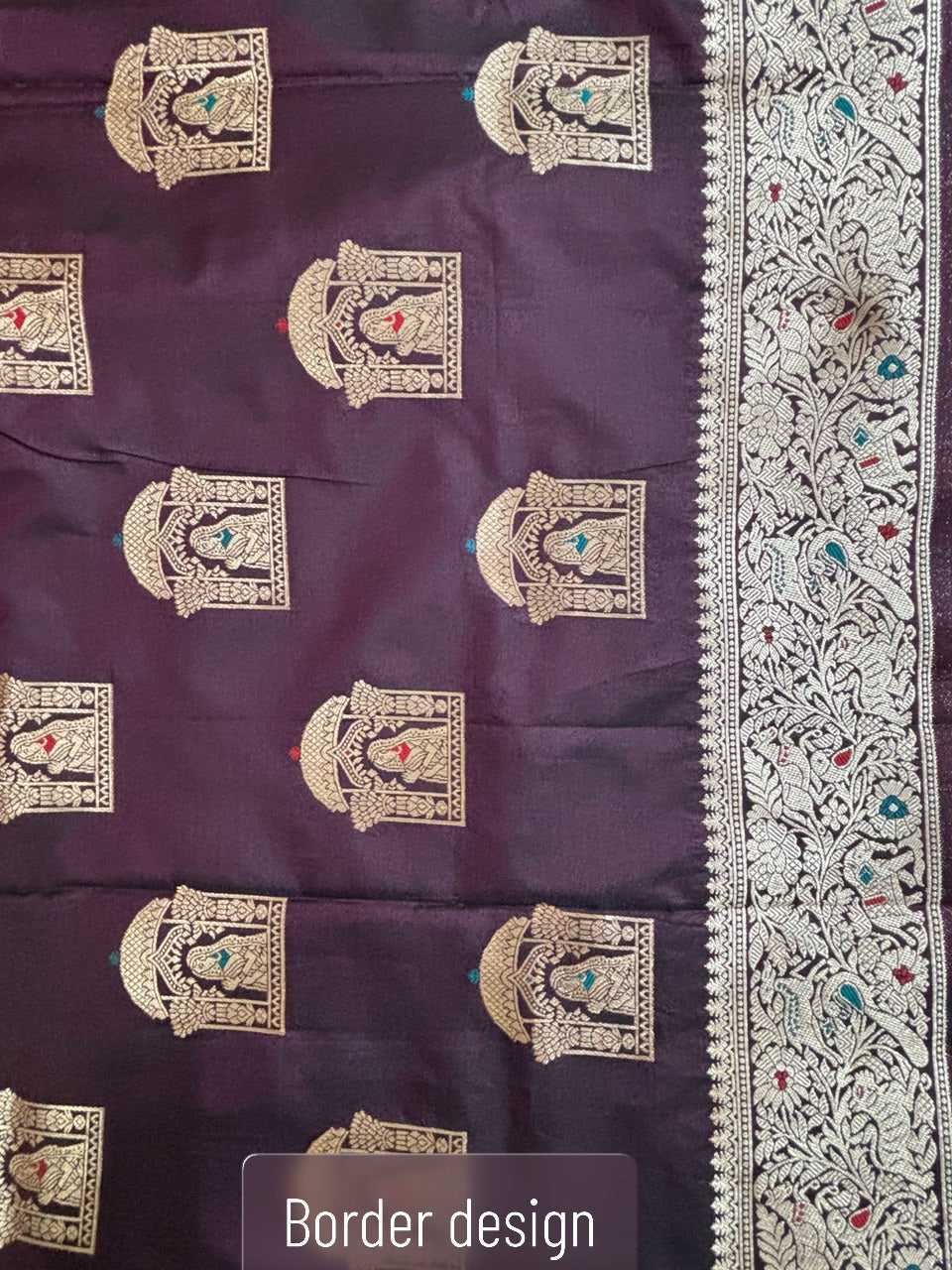 Wine silk saree with zari border