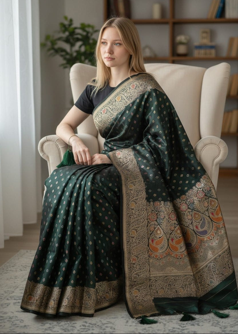 Rajpanna Banarasi Silk - Drape the Royal Emerald