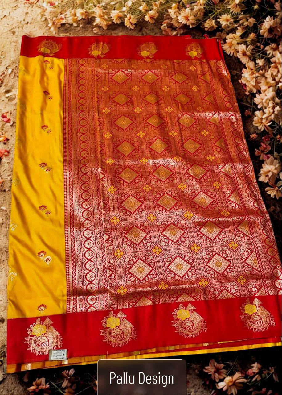 Peetambara Puja Silk Saree - Radiance of Sacred Festivity