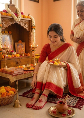 PujoShobha Kolkata Signature Saree - Festive Elegance of Bengal